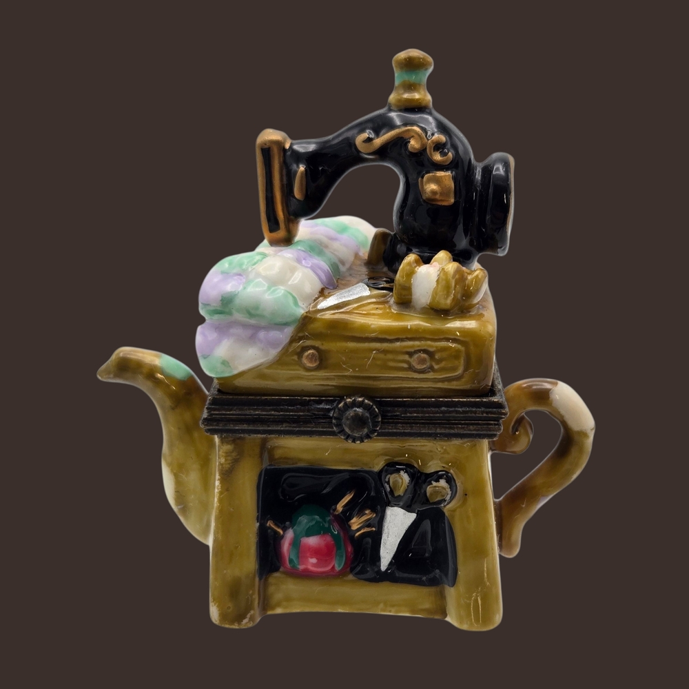 VTG Midwest of Cannon Falls PHB Hinged Trinket Box Sewing Machine Teapot